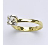 Zlatý prsten s čirým zirkonem,žluté bílé zlato, 2,89 g, vel.54