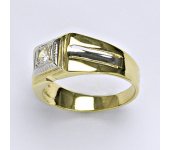 Zlatý prsten s čirým zirkonem,žluté bílé zlato, 5,86 g, vel.64,5