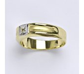 Zlatý prsten s čirým zirkonem,žluté bílé zlato, 3,99 g, vel.62,5