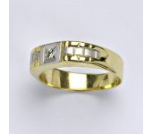 Zlatý prsten s čirým zirkonem,žluté bílé zlato, 4,06 g, vel.62,5