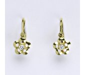 Dětské zlaté náušnice, dětské náušničky, kytička, náušnice ze zlata, žluté zlato, syntetický zirkon, váha 0,86 g NK 1385