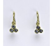 Dětské zlaté náušnice, dětské náušničky, náušnice ze zlata, žluté zlato, syntetický akvamarín, váha 1,25 g