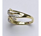 Zlatý prsten, prstýnek, prsten ze zlata, žluté zlato, zirkony, váha 2,83 g, vel.54 