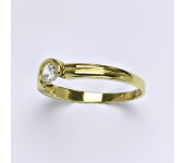 Zlatý prsten, prsten ze zlata, žluté zlato, syntetický zirkon, váha 1,80 g, vel.53