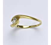 Zlatý prsten, prsten ze zlata, žluté zlato, syntetický zirkon, váha 2,20 g, vel.55