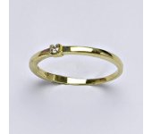 Zlatý prsten, prsten ze zlata, žluté zlato, syntetický zirkon, váha 1,58 g, vel.55