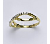 Zlatý prsten, prsten ze zlata, žluté zlato, syntetický zirkon, váha 2,14 g, vel.53