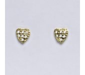 Zlaté náušnice, náušnice ze zlata, žluté zlato, zirkon, srdce, srdíčko, zapínání na puzetu, váha 1,09 g