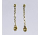 Zlaté náušnice, náušnice ze zlata, žluté zlato, zapínání na puzetu, váha 1,97 g