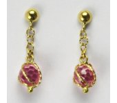 Zlaté náušnice na puzetu, náušnice ze zlata, žluté zlato, zirkony, 2,98 g