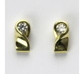 Zlaté náušnice na šroubek, náušnice ze zlata, žluté zlato, zirkon 3,43 g