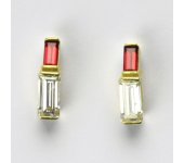 Zlaté náušnice na šroubek, náušnice ze zlata, žluté zlato, zirkony, 2,94 g