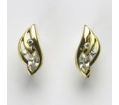Zlaté náušnice na patent, náušnice ze zlata, žluté zlato, zirkony, 2,45 g