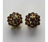 Zlaté náušnice, přírodní granát, náušnice ze zlata, žluté zlato, 6,86 g