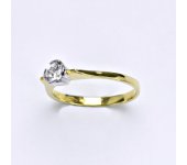 Prsten kombinace žluté a bílé zlato 14 karátů,  syntetický zirkon, váha 1,96 g, vel.52,5 