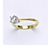 Prsten kombinace žluté a bílé zlato 14 karátů,  syntetický zirkon, váha 3,20 g, vel.52,5 