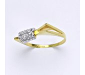 Prsten kombinace žluté a bílé zlato 14 karátů, syntetický zirkon, váha 2,98 g, vel.55