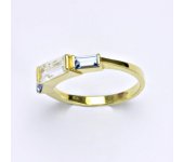 Prsten ze žlutého zlata 14 karátů, zirkon, akvamarín, váha 2,87 g, vel.54 a 54,5