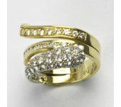 Zlatý prsten, prsten ze zlata, žluté, bílé zlato, prsten se zirkony, 7,03 g, vel. 54,5