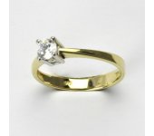 Zlatý prsten, prsten ze zlata, žluté, bílé zlato, prsten se zirkony 2,27 g, vel. 55 