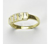 Zlatý prsten, prsten ze zlata, žluté zlato, prsten se zirkony 2,84 g, vel. 54