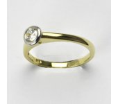 Zlatý prsten, prsten ze zlata, žluté, bílé zlato, prsten se zirkonem 2,44 g, vel 54