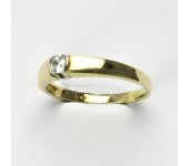 Zlatý prsten, prsten ze zlata, žluté, bílé zlato, prsten se zirkonem 2,40 g, vel 54 