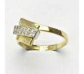 Zlatý prsten, prsten ze zlata, žluté, bílé zlato, prsten se zirkony 2,53 g, vel 57