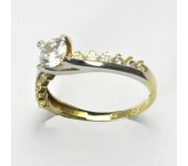 Zlatý prsten, prsten ze zlata, žluté, bílé zlato, prsten se zirkony 2,85 g, vel 58